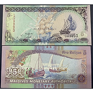 Tờ tiền thuận buồm xuôi gió Maldives 5 Rufiyaa , tiền châu Á , Mới 100% UNC - PASA House thumbnail