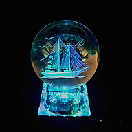 Quả cầu thủy tinh THUẬN BUỒM XUÔI GIÓ 3D hình thuyền buồm pha lê phát sáng độc đáo thumbnail
