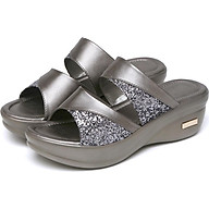Women Summer Wear Fashion Thick Bottom Platform Wedge Heels Shoes Ladies Fish Mouth Sandals Slippers (Grey 40) thumbnail