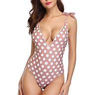 2019 Women s Peach White Polka Dot Bikini Set High Waisted Swimsuit Bathing Suit Bikini Set thumbnail