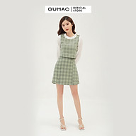 Áo croptop nữ họa tiết caro phối tay GUMAC AB359 thumbnail