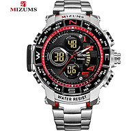 MIZUMS Men Watch Fashion Alloy Case Stainless Steel Band Led Watch Sports Waterproof Quartz Wrist Watch thumbnail