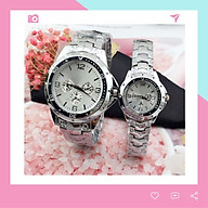 Đồng hồ thời trang nam nữ Rs1, mặt tròn dây kim loại màu bạc, mẫu đồng hồ cặp nam nữ hot, chạy 3 kim Giờ - Phút - Giây thumbnail