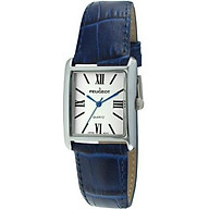 Peugeot Women s Silver-Tone Tank Shape Leather Dress Watch with Roman Numerals thumbnail