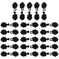 4-16pack 20 Pairs Chinese Knot Frog Buttons with Beads for Cheongsam Black thumbnail