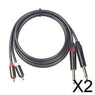 2x1.5m 2x6.35mm Male to 2RCA Male Gold Plated Audio Cable thumbnail