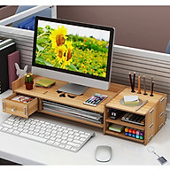 Kệ máy tính kệ sách kệ hồ sơ để bàn kèm cắm viết bằng gỗ 2 mẫu MỚI - Tặng kèm móc khóa khung hình thời trang thumbnail