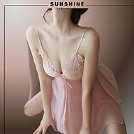 Váy ngủ sexy gợi cảm 2 dây xuyên thấu màu Hồng SUNSHINE LUBREX-LUBO hở trước SX1120 thumbnail