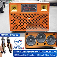 Loa kéo di động MTMax B3 - Dàn karaoke ngoài trời 3 bass 3 tấc, 2 treble - Loa khủng long 3 đường tiếng công suất cực lớn đến 7000W - Kèm 2 micro không dây UHF - Đầy đủ kết nối Bluetooth, AV, USB, SD card - Vỏ gỗ cao cấp âm thanh mạnh mẽ - Hàng nhập khẩu thumbnail