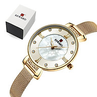Đồng hồ nữ Quartz Movement Dây đeo bằng thép không gỉ Hiển thị thời gian chống thấm nước 30M - Màu trắng thumbnail