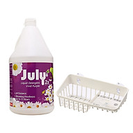 Combo nước giặt xả July 2X can 3500ml hương nước hoa + Giá để xà bông, giẻ rửa bát 2 ngăn nội địa Nhật Bản thumbnail
