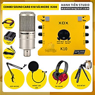 Combo thu âm, livestream Micro TakStar PC-K200, Sound card XOX K10 Jubilee - Kèm full phụ kiện nguồn 48V, kẹp micro, màng lọc, tai nghe, giá đỡ ĐT - Hỗ trợ thu âm, karaoke online chuyên nghiệp - Hàng nhập khẩu thumbnail