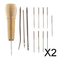 2x14Pcs set Needles Copper Handle Sewing Awl Hand Stitcher Shoe Repairing Tool thumbnail