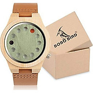 BOBO BIRD Men s Bamboo Wooden Watch with Black Cowhide Leather Strap 12 Holes Timer Design Sports Casual Watches thumbnail