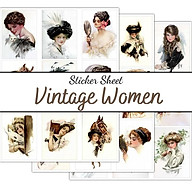 sticker sheet vintage women - sticker dán, trang trí sổ nhật kí, sổ tay - uni030 thumbnail