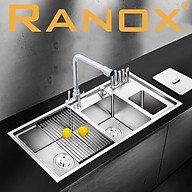 Chậu rửa chén cao cấp 3 hố RANOX + Vòi 3 đường nước RN4493 thumbnail