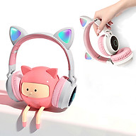 Tai nghe Bluetooth tai mèo đáng yêu có mic đàm thoại cao cấp, tai nghe mèo có đèn phát sáng cute tai nghe tai mèo thời trang, headphone Bluetooth đáng yêu có thể sử dụng khi chơi các tựa game online thumbnail