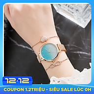 Đồng hồ nữ phiên bản Hàn Quốc, dây lưới mạ vàng sang trọng, Tặng kèm vòng tay - Hàng nhập khẩu thumbnail