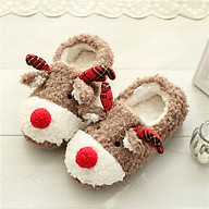 Women Winter Slippers Christmas Fluffy Warm Soft Anti-Slip Cute Cartoon Home Floor Shoes thumbnail