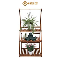 [Kute Nest] Kệ trang trí chậu hoa 3 tầng bằng gỗ tràm có thanh treo tăng đơ Phù hợp cho sân vườn, ban công hoặc trong nhà KT dài 70 x rộng 40 x cao (121 145) cm thumbnail