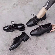 Giày nữ Oxford Derby DA BÓNG DA LÌ 4p cao cấp màu đen. Mẫu công sở dễ phối đồ có sẵn đủ size tại Hà Nội thumbnail