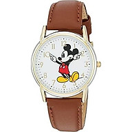 DISNEY Women s Mickey Mouse Analog-Quartz Watch with Leather-Synthetic Strap, Brown, 18 (Model W002756) thumbnail
