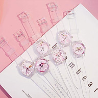 (ngẫu nhiên) Đồng hồ thời trang nữ Unisex Bh1 dây nhựa trong siêu cá tính thumbnail