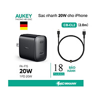 Combo Sạc Nhanh Aukey PA-F1S Power Delivery 20W - Cáp Sạc Nhanh USB-C to Lightning Aukey CB-CL2 2M - Hàng Chính Hãng thumbnail