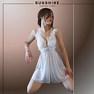 Váy ngủ sexy gợi cảm 2 dây xuyên thấu màu Trắng SUNSHINE LUBREX-LUBO SX1147 thumbnail