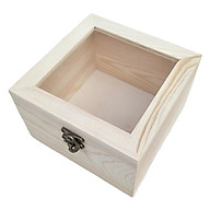 Wood Box Unpainted Hinged Jewelry Display Box Gifts Packing Box Glass Lid 6 thumbnail