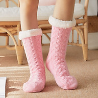 Women Winter Socks Plush Thick Warm Soft Non-Slip Mid-Calf Home Floor Socks Hosiery thumbnail