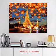 Tranh sơn dầu số hóa tự tô màu lễ hội đèn trời chùa Wat Arun PC4107 thumbnail