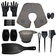 Bộ dụng cụ màu đen gồm 17 món dùng trong nhuộm tóc, chất liệu nhựa và cao su thumbnail