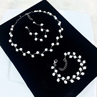 Bộ trang sức 3 món vòng cổ, vòng tay và bông tai ngọc trai zic zac phong cách thời trang Hàn Quốc thumbnail