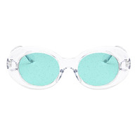 Vintage Women Oval Glasses Glitter Lenses Eyewear Purple Frame Purple Lens thumbnail