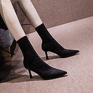 Giày boot nữ cổ cao gót mảnh da lộn cao cấp - Giày boot cao gót 8cm - Giày boot da lộn cổ cao 16cm - Linus LN295 thumbnail