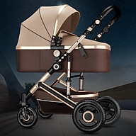 Xe đẩy em bé, xe đẩy trẻ sơ sinh 2 chiều 3 tư thế có giảm xóc nôi tháo rời bánh xe cao su thumbnail
