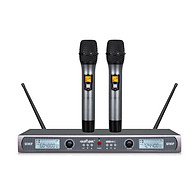 Bộ Mic không dây UHF cao cấp Glosrik GM-1810 - UHF Wireless Microphone Glosrik GM-1810 ( Gồm 2 Mic cầm tay, Đầu thu, Nguồn AC, 2 cặp Pin AA 1.5V ) Hàng chính hãng thumbnail