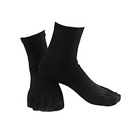 1Pair Comfy Five Toe Socks Cotton High Crew Sock Athletic Solid Socks thumbnail