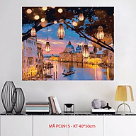 Tranh tô màu theo số sơn dầu số hóa cảnh đêm Venice đèn lồng PC0915 thumbnail