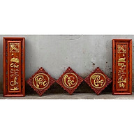 Bộ tranh câu đối và tranh chữ 3 tấm phúc lộc thọ bằng gỗ hương đỏ thumbnail