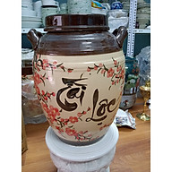 hũ đựng rượu gạo vẽ hoa đào Bát Tràng nắp bằng loại 20L ( đựng 15Kg gạo ) thumbnail