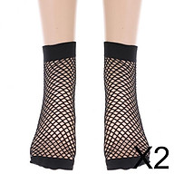 2xWomen Fishnet Ankle High Socks Mesh Lace Pearl Short Black Socks with soles thumbnail