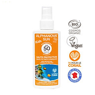 Kem chống nắng hữu cơ trẻ em dạng xịt SPF50 Alphanova Sun Kids 125g - Nhập khẩu chính hãng từ Pháp thumbnail