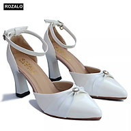 Giày cao 7P gót ốp kim loại quai cổ chân nơ liền đính đá Rozalo R3311W thumbnail