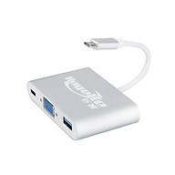 Bộ chuyển đổi Hugeke 3 in 1 Type-C Hub USB C to USB3.0 VGA Type-C 1080P thay thế cho Mac Huawei Samsung thumbnail