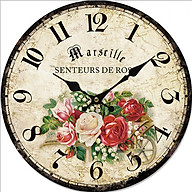 Đồng hồ treo tường Vintage Phong cách Châu Âu size to 30cm DH25 Hoa hồng thumbnail