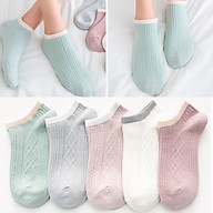 Set 10 đôi tất vớ nữ cotton cổ thấp co giãn tốt phong cách Hàn Quốc thumbnail
