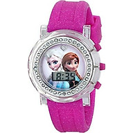 Disney Kids FZN3580 Frozen Anna and Elsa Flashing-Dial Watch with Glitter Pink Rubber Band thumbnail