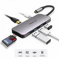 Thiết bị mở rộng USB type-C sang HDMI- iWALK ADH003 All-in-One - Với 1 cổng HDMI 4K, 3 USB-A 3.0, 1 SD, 1 Mirco SD TF và 1 Type-C PD 3.0 - Dành cho MacBook Pro, iPad Pro, hoặc thiết bị cổng Type-C-Hàng chính hãng thumbnail